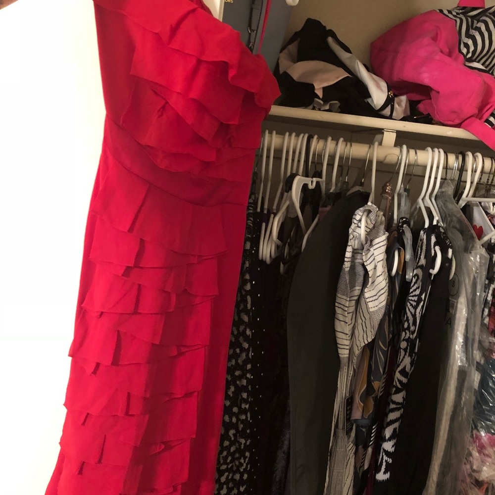 Bcbg red strapless gown